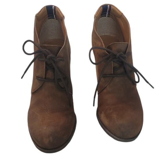 Tommy Hilfiger Ankle Booties Saddle Leather/Suede 3" Heel Women's Size 8.5 - Picture 5 of 11